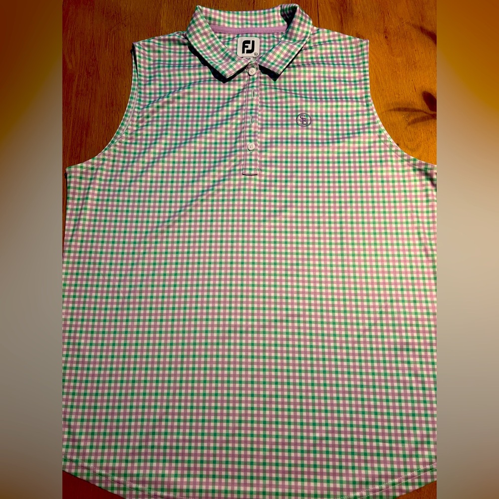 FOOTJOY SLEEVELESS POLO PURPLE GREEN XL